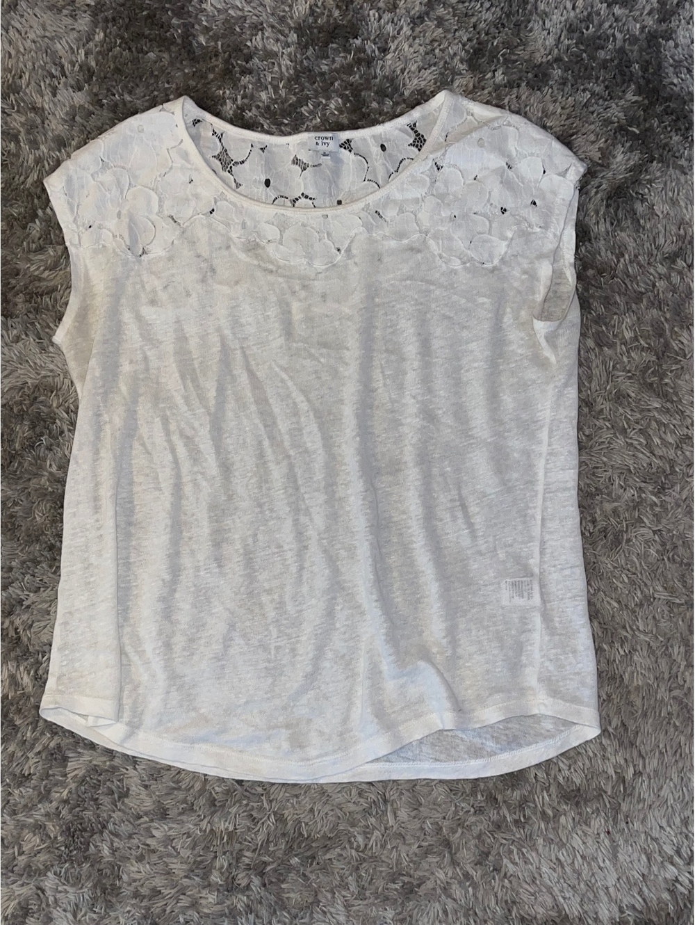 Crown & Ivy White Lace Top, Size Small